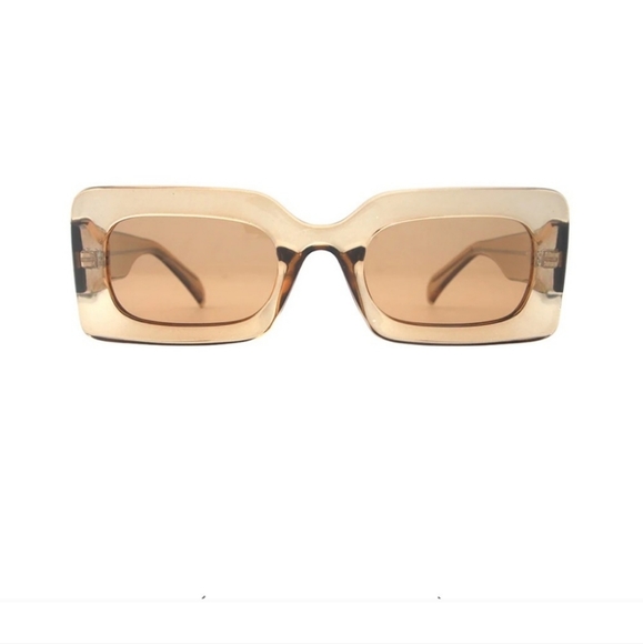 NWT RYAN SIMKHAI MARA SUNGLASSES IN CRYSTAL CLEAR LIGHT BROWN - Picture 2 of 11